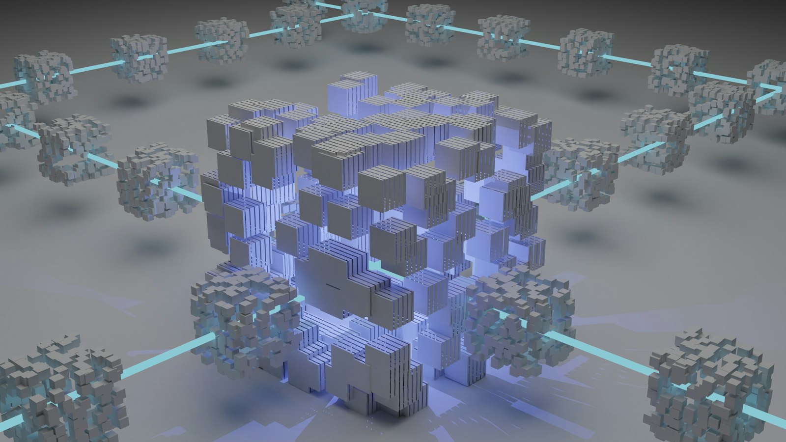 Abstract visualization of a decentralized asset network